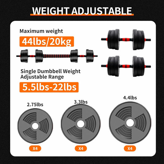 Adjustable Dumbbell to Barbell Set, Anti-Slip Grip