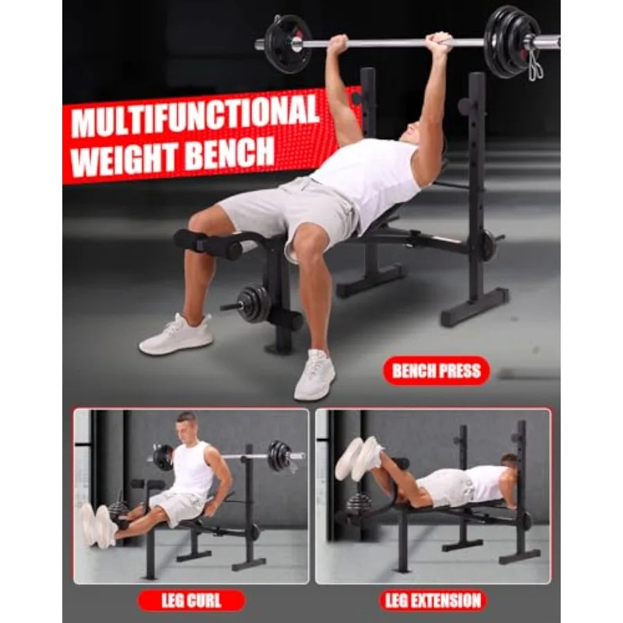 Standard Weight Bench Set with Squat Rack