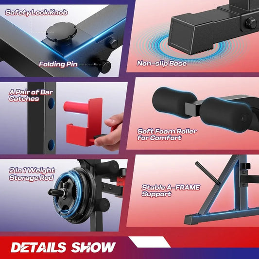 Foldable Adjustable Weight Bench Set