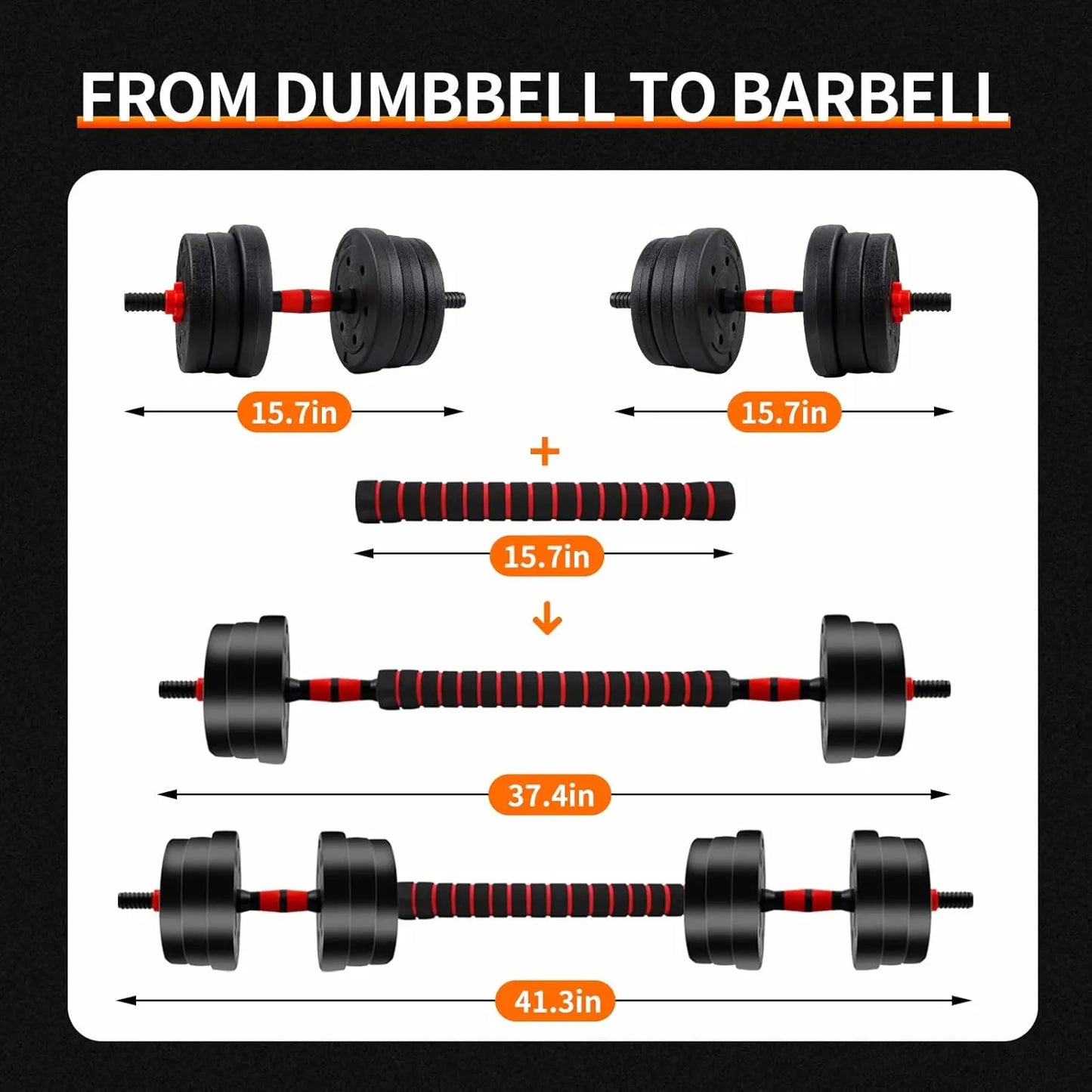Adjustable Dumbbell to Barbell Set, Anti-Slip Grip