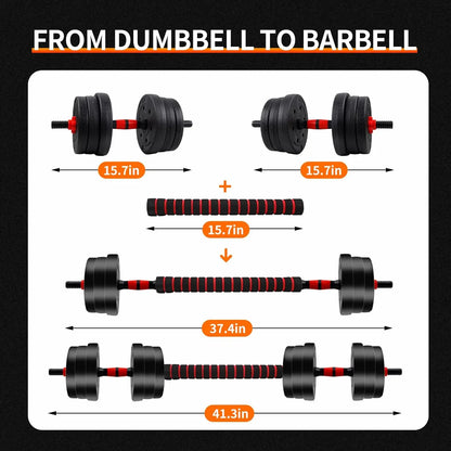 Adjustable Dumbbell to Barbell Set, Anti-Slip Grip