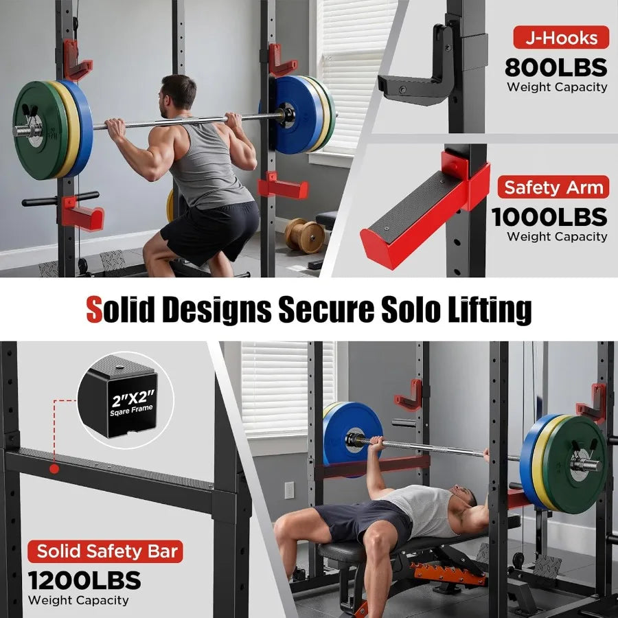 Power Rack with Adjustable Cable Crossover System