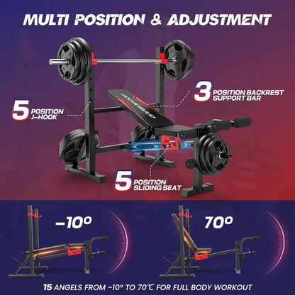 Foldable Adjustable Weight Bench Set