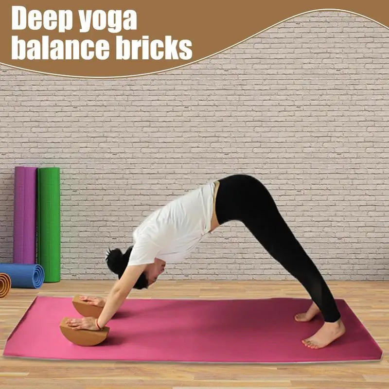 Cork Balanced Moon Brick circular Yoga Training Bricks