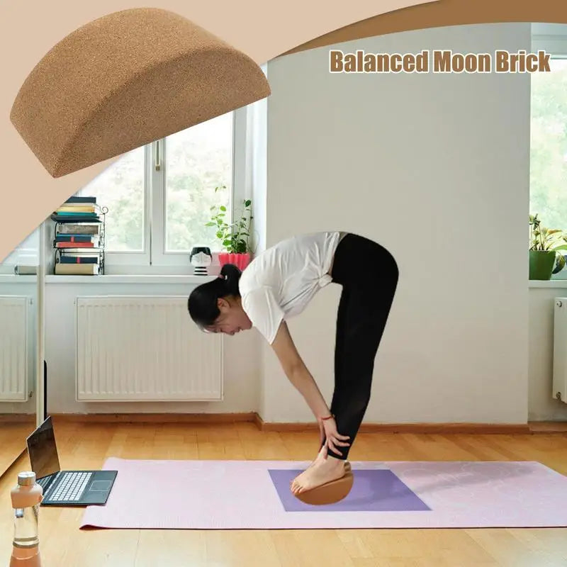Cork Balanced Moon Brick circular Yoga Training Bricks