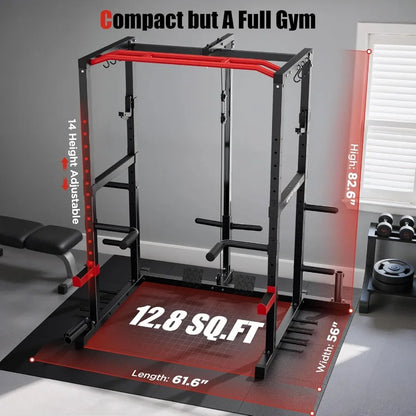 Power Rack with Adjustable Cable Crossover System