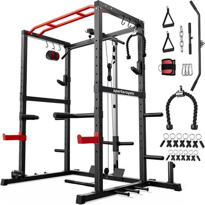 Power Rack with Adjustable Cable Crossover System