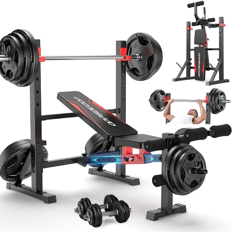 Foldable Adjustable Weight Bench Set