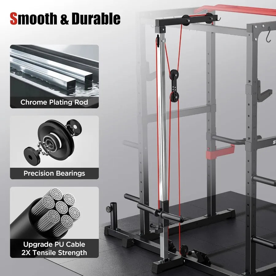 Power Rack with Adjustable Cable Crossover System