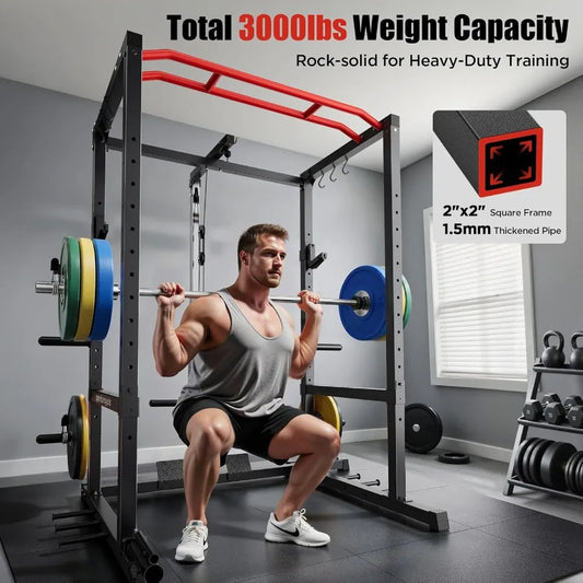 Power Rack with Adjustable Cable Crossover System