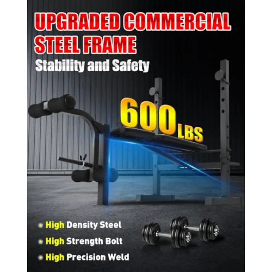 Standard Weight Bench Set with Squat Rack