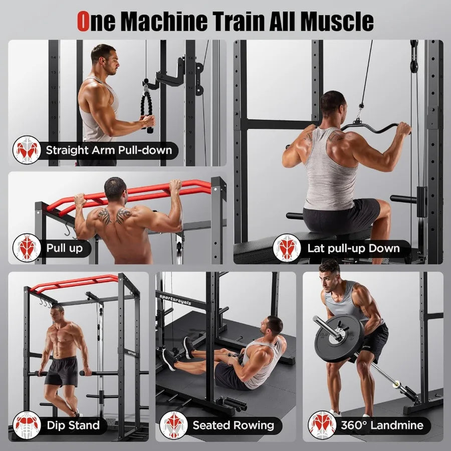 Power Rack with Adjustable Cable Crossover System