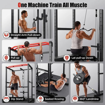Power Rack with Adjustable Cable Crossover System